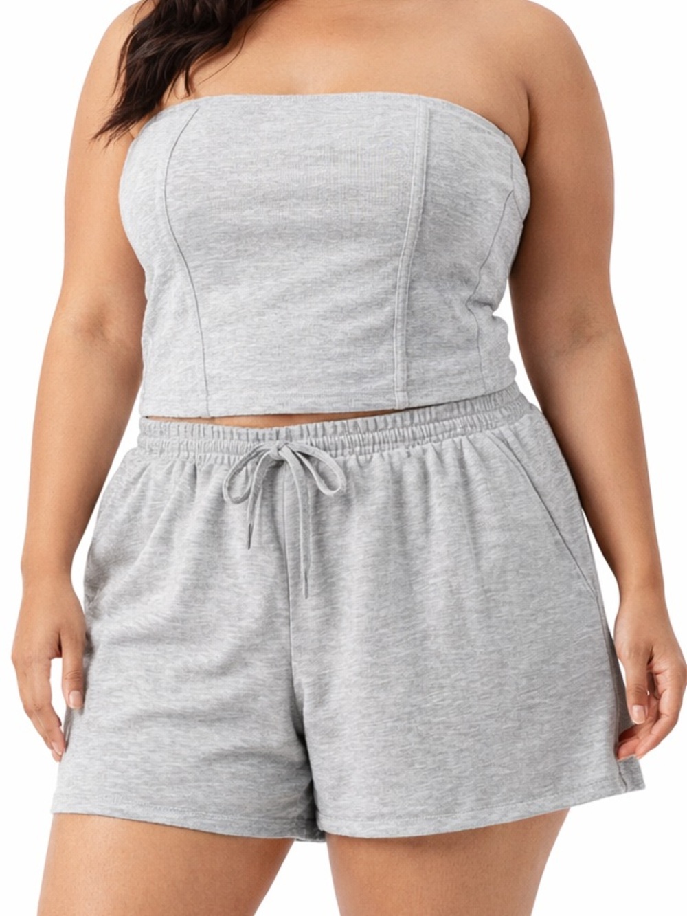No Boundaries Tube Top & Shorts Set XL 16-18 Gray Lounge Athleisure